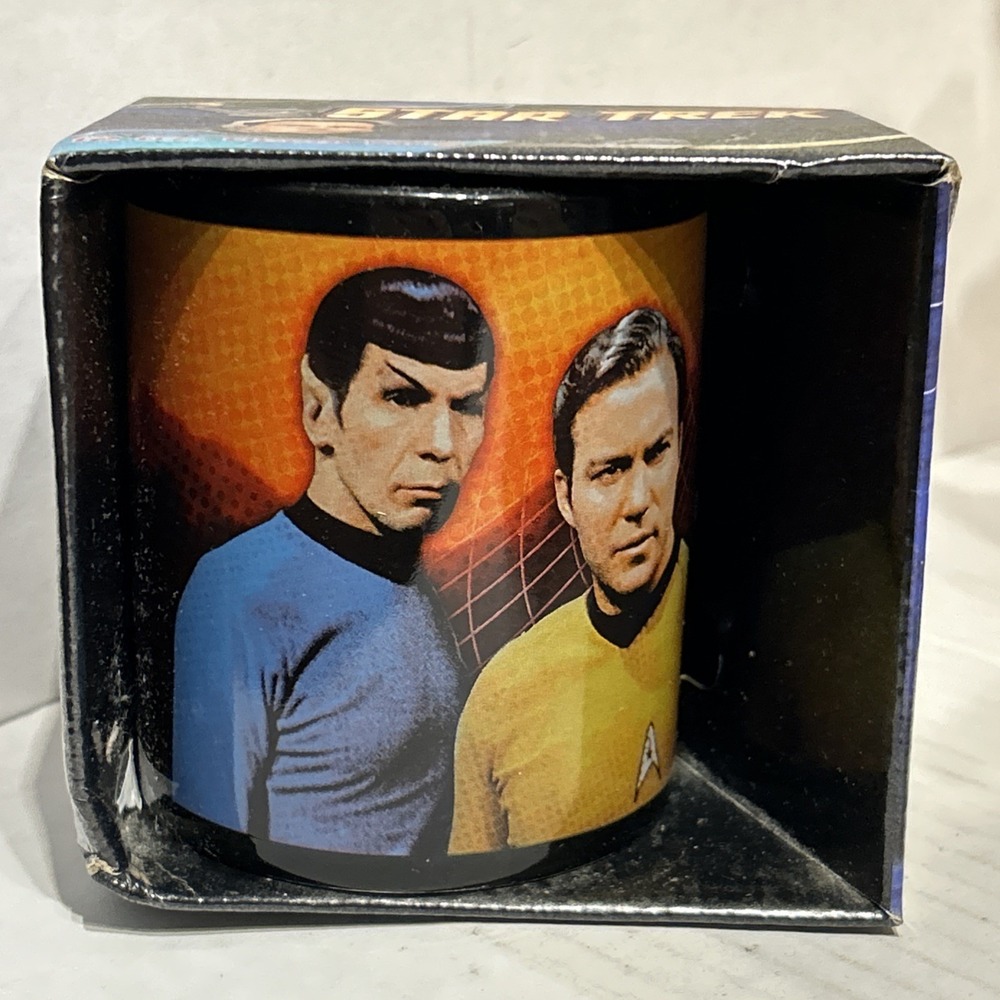 Star Trek Captain Kirk Spock Decal 12oz Coffee Cup Mug New In Box 2009